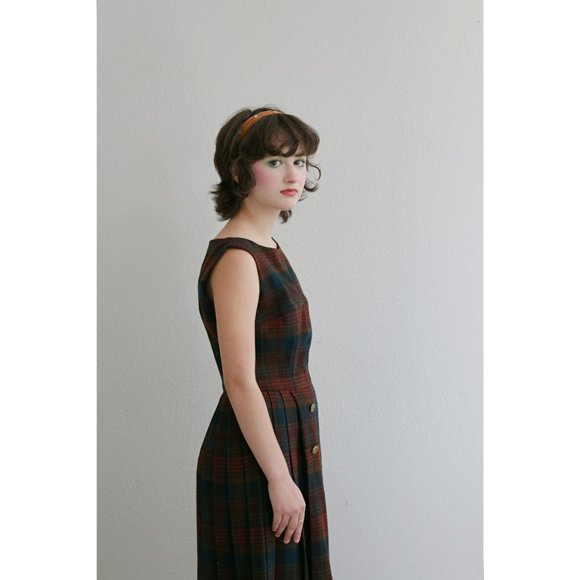 1950's Ilene Ricky Plaid Dress Junior or Women's Size Double Extra Small 00/0/01 - Picture 3 of 6